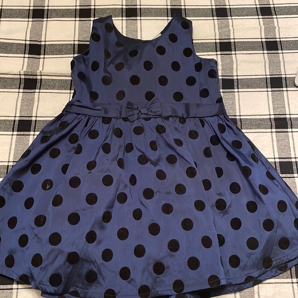 Navy Velvet Navy Polka Dot Formal Fancy Event Party Toddler Dress Holiday Photos